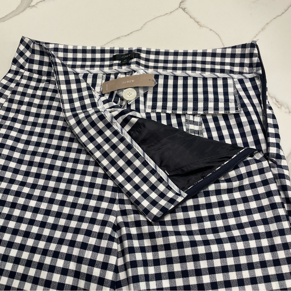 NEW J.Crew Women's Sz 10 Remi Gingham Cropped Blue White Pants Spring Summer NWT - Picture 7 of 12